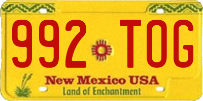NM license plate 992TOG