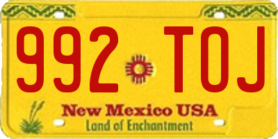 NM license plate 992TOJ