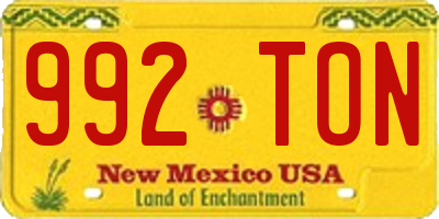 NM license plate 992TON