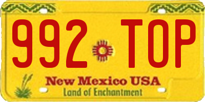 NM license plate 992TOP