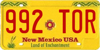 NM license plate 992TOR