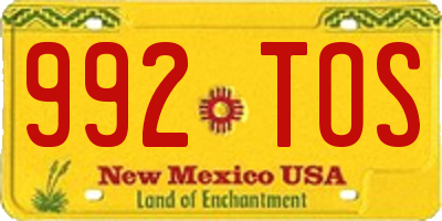 NM license plate 992TOS