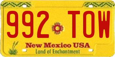 NM license plate 992TOW