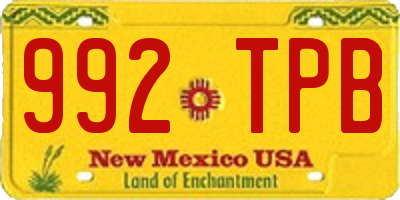 NM license plate 992TPB