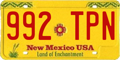 NM license plate 992TPN