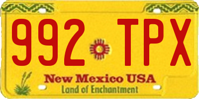 NM license plate 992TPX