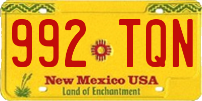 NM license plate 992TQN
