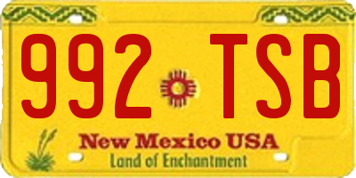 NM license plate 992TSB