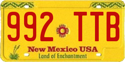 NM license plate 992TTB