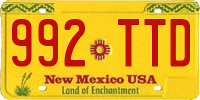 NM license plate 992TTD
