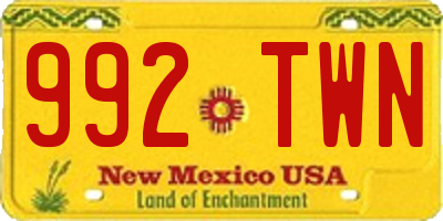 NM license plate 992TWN