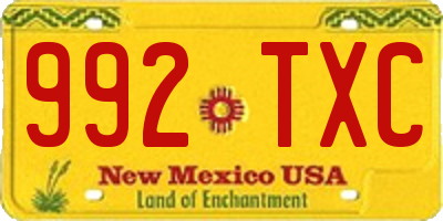NM license plate 992TXC