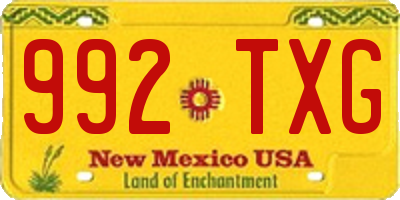 NM license plate 992TXG