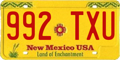 NM license plate 992TXU
