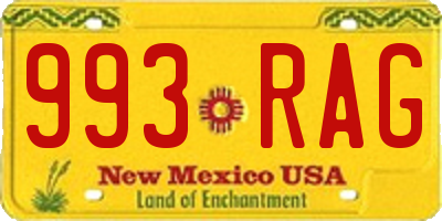 NM license plate 993RAG