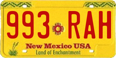 NM license plate 993RAH