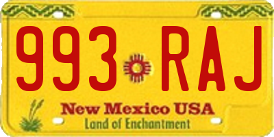 NM license plate 993RAJ