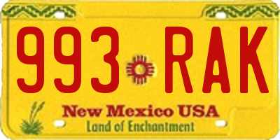 NM license plate 993RAK