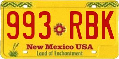 NM license plate 993RBK