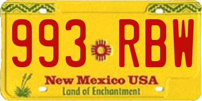 NM license plate 993RBW
