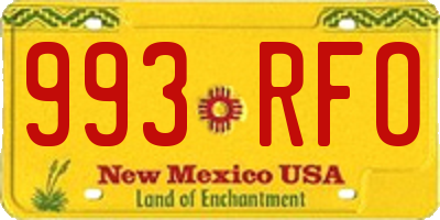 NM license plate 993RFO