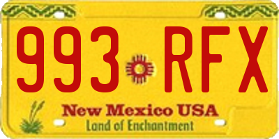 NM license plate 993RFX