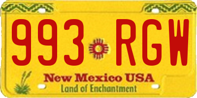 NM license plate 993RGW