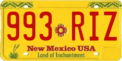 NM license plate 993RIZ