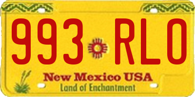 NM license plate 993RLO