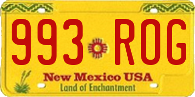 NM license plate 993ROG
