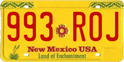 NM license plate 993ROJ