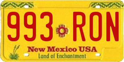 NM license plate 993RON