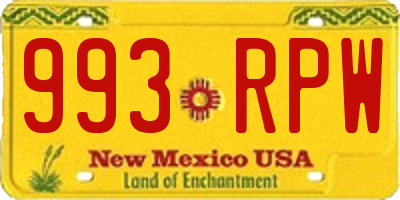 NM license plate 993RPW