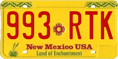 NM license plate 993RTK