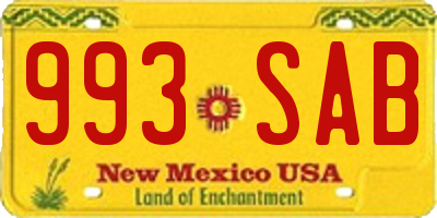 NM license plate 993SAB