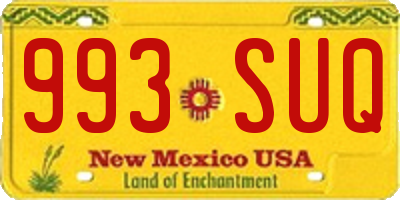NM license plate 993SUQ