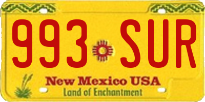 NM license plate 993SUR