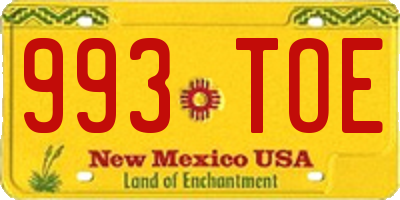 NM license plate 993TOE