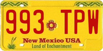 NM license plate 993TPW