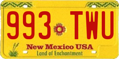 NM license plate 993TWU