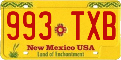 NM license plate 993TXB