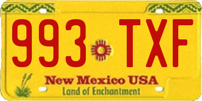 NM license plate 993TXF