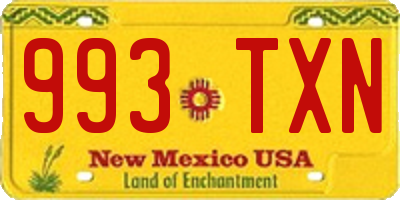 NM license plate 993TXN