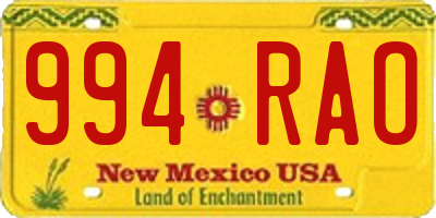 NM license plate 994RAO