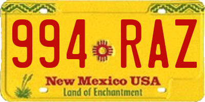 NM license plate 994RAZ