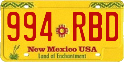 NM license plate 994RBD