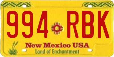 NM license plate 994RBK