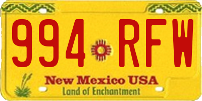 NM license plate 994RFW