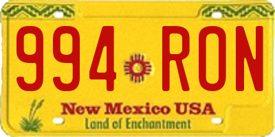 NM license plate 994RON