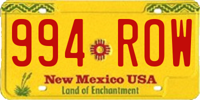NM license plate 994ROW